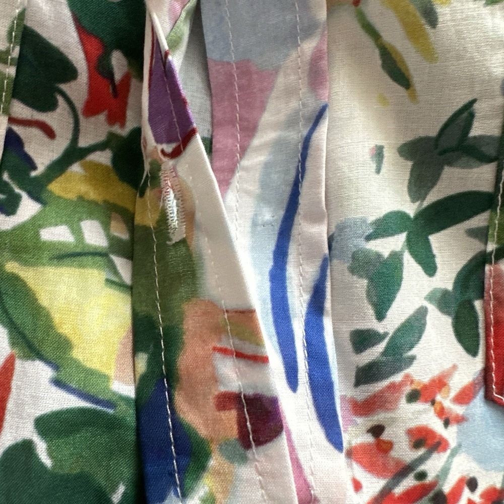 Soft Surroundings Womens XL Button‎ Up Shirt Watercolor Abstract Floral Cotton - Picture 11 of 14